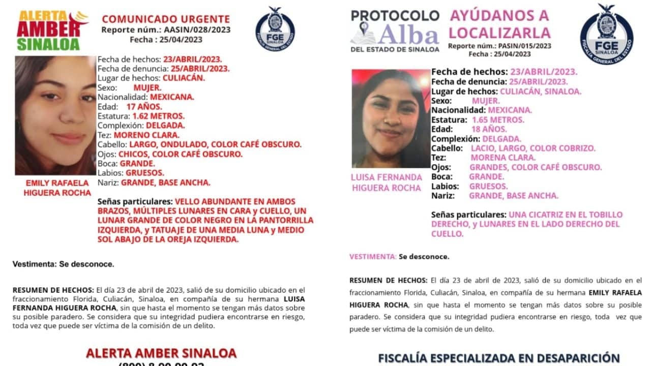 Reportan desaparición de las hermanas Luisa y Emily en Culiacán | Diario24